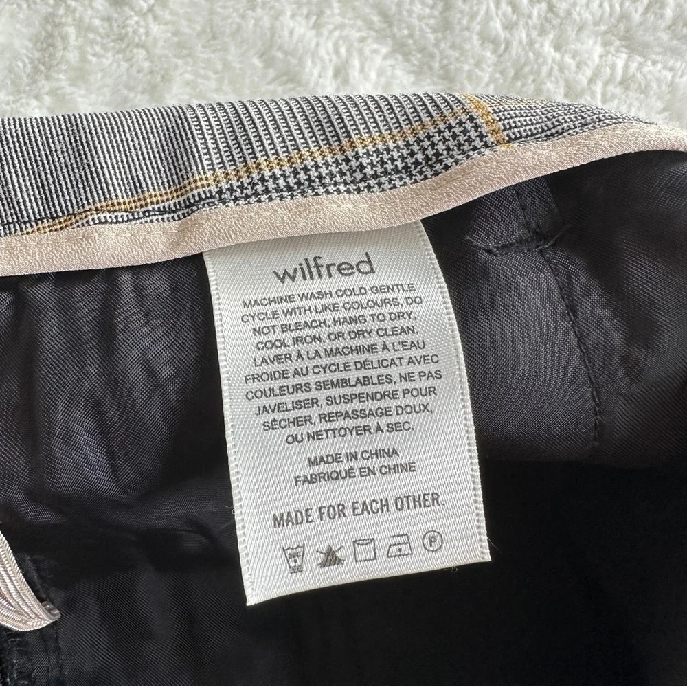 Wilfred Tie-Front Check Gray Plaid Cropped High-Waist Pants S (4)
